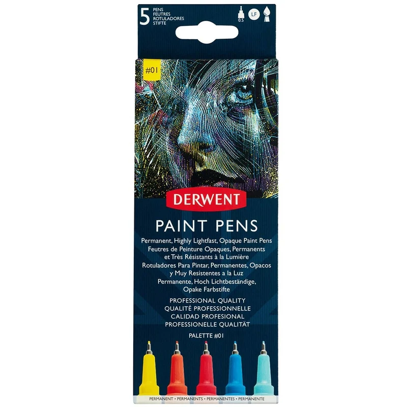 Derwent - Paint Pens - 5x Assorted Colours - Palette No.1