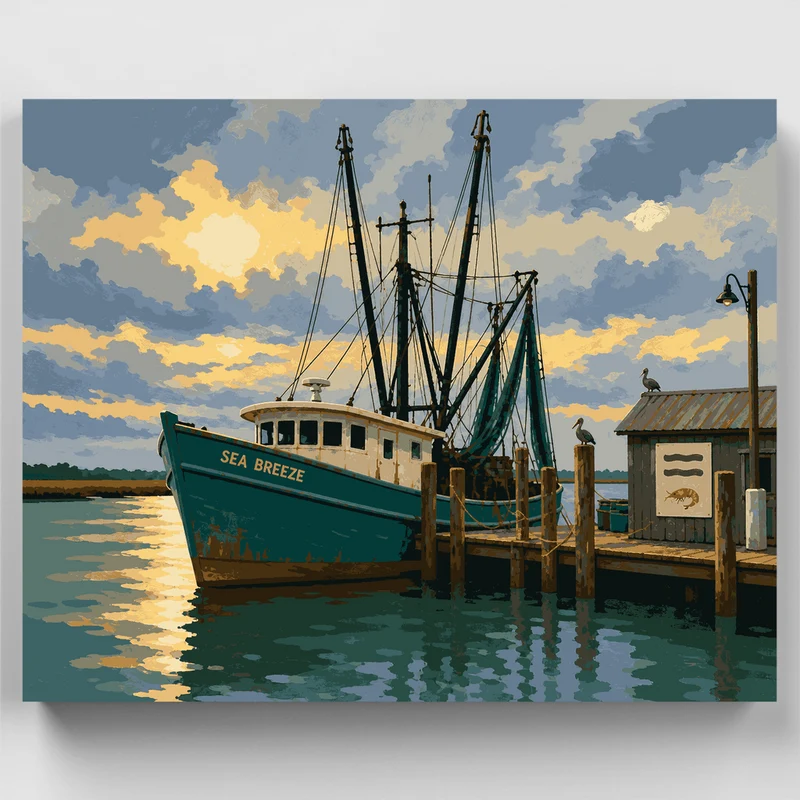 Sea Breeze Shrimp Boat - Paint by Numbers Kit