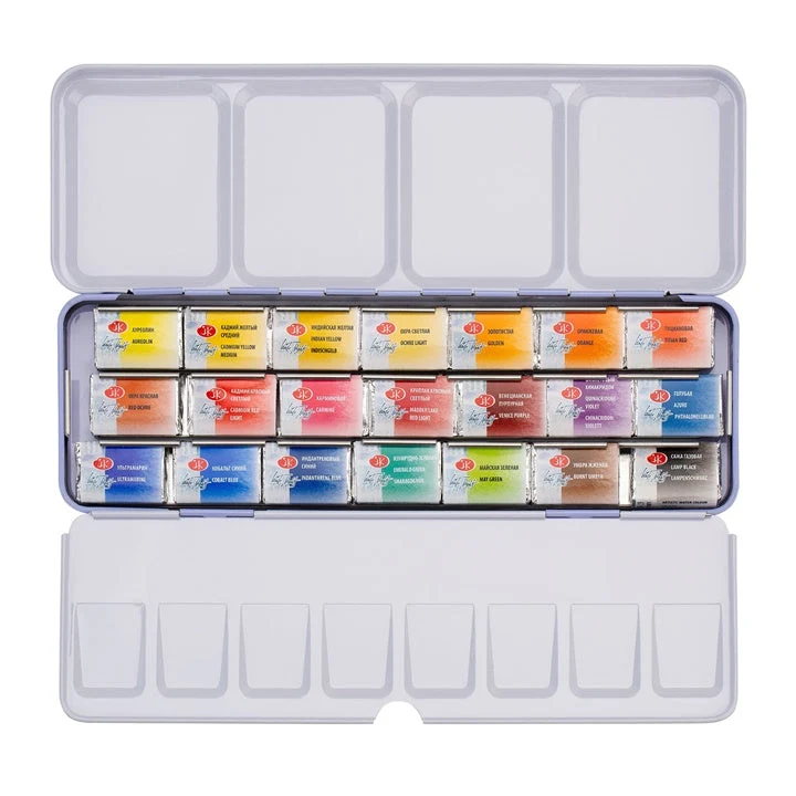 Nevskaya Palitra White Nights Watercolor Set in Metal Case, 21 pcs