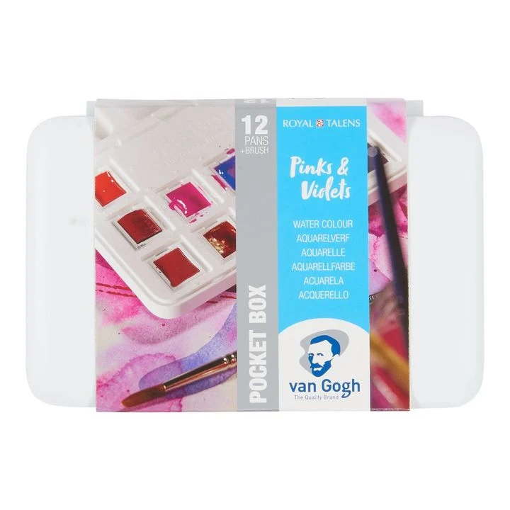 Van Gogh Watercolor Set, Pink and Purple Shades, Set of 12