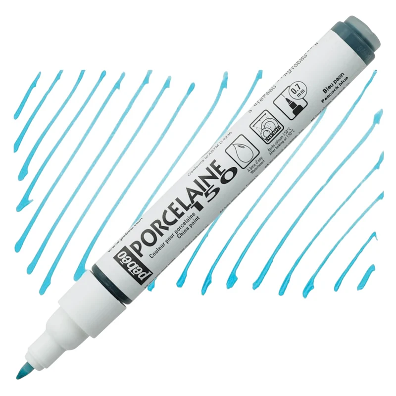Pebeo Porcelaine 150 Paint Marker - Peacock Blue, Feine Spitze