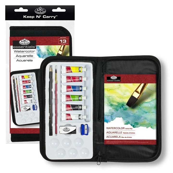 Essentials Watercolor Set in Pencil Case, 13-Piece