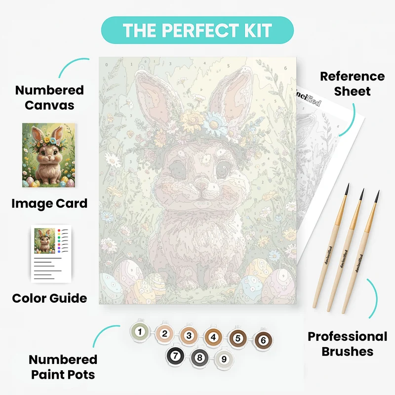 Easter Bunny with Flower Crown - Paint by Numbers Kit