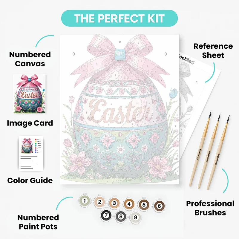 Easter Egg with Pink Bow - Paint by Numbers Kit
