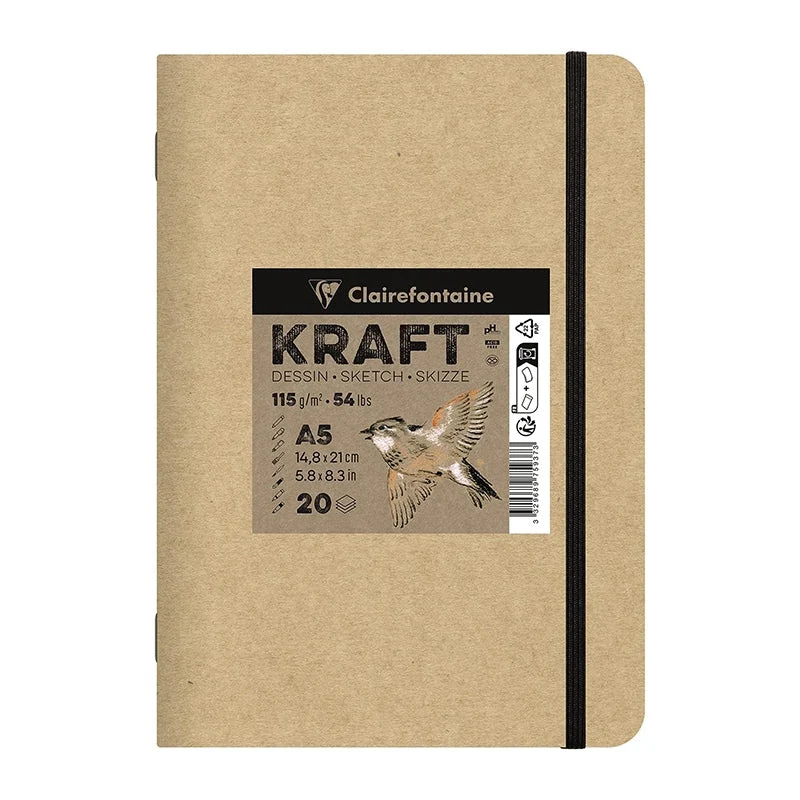 Крафт скицник CLAIREFONTAINE 115 g/m² – A5 – A4, 20 листа