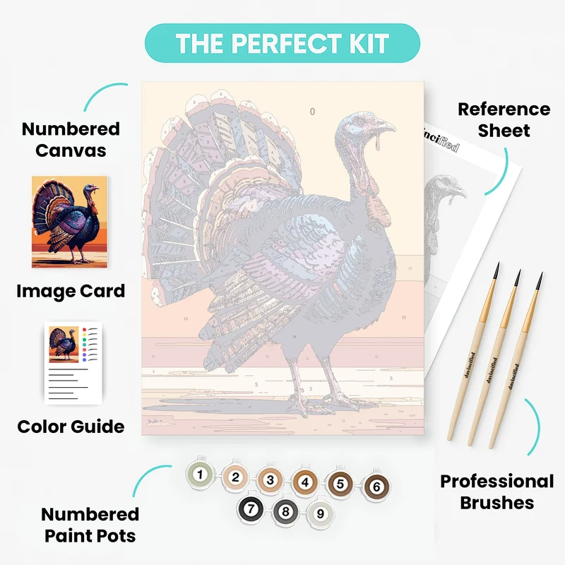Colorful Turkey at Sunset - Paint by Numbers Kit