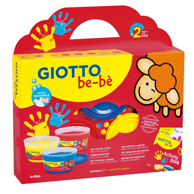GIOTTO Be-Be sada prstových farieb 3 x 150 ml s knižkou aktivít