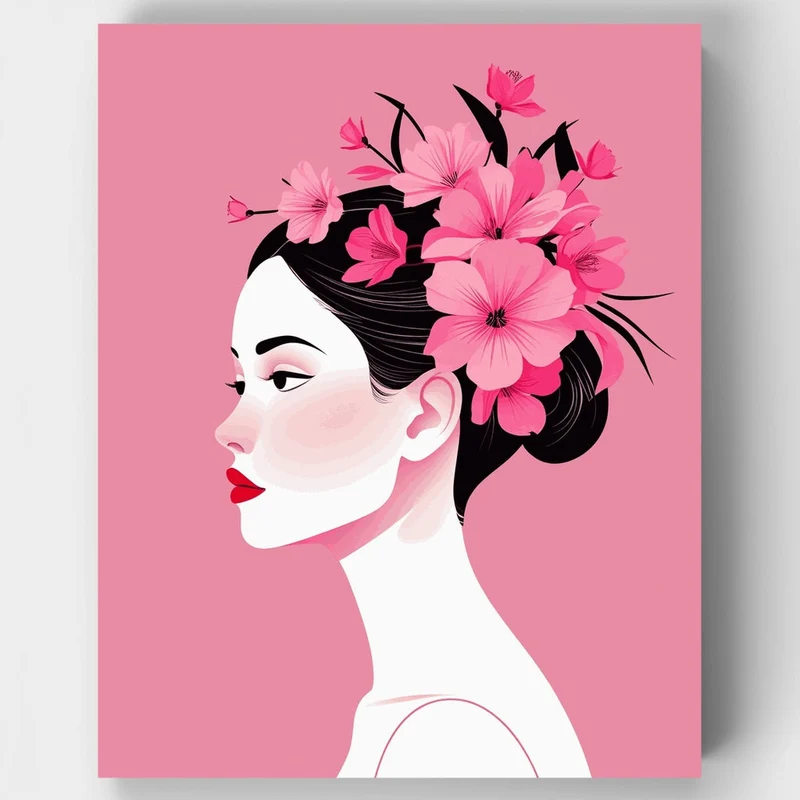Elegant Floral Portrait - Paint by Numbers Kit