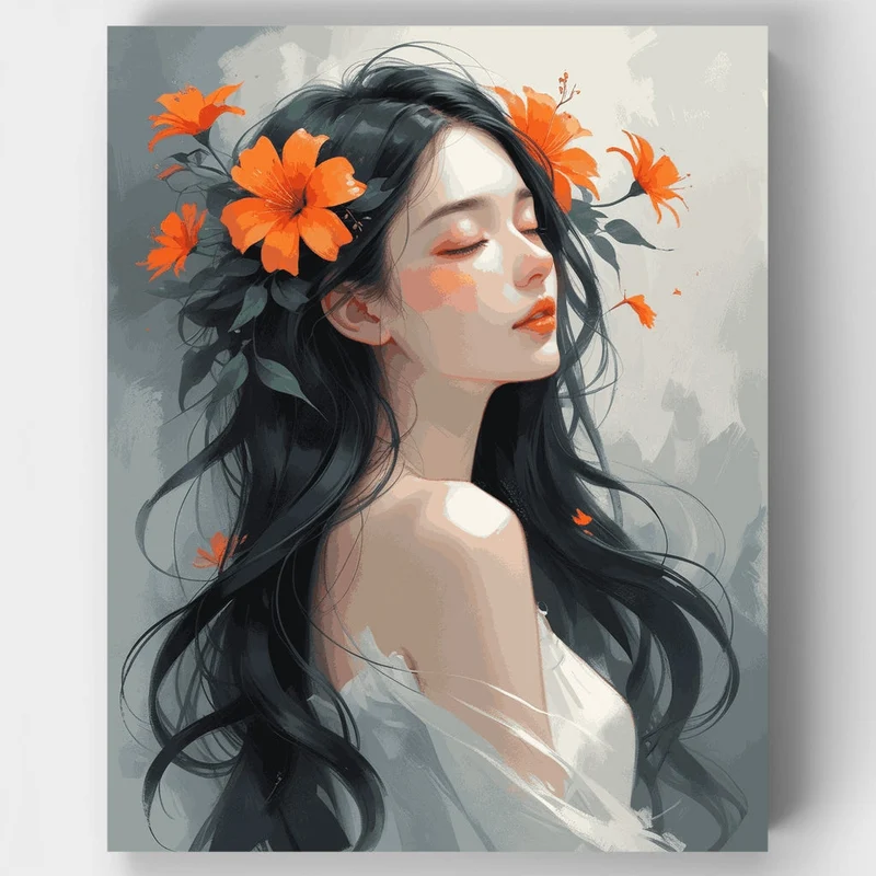 Orange Lily Adorned - Paint by Numbers Kit
