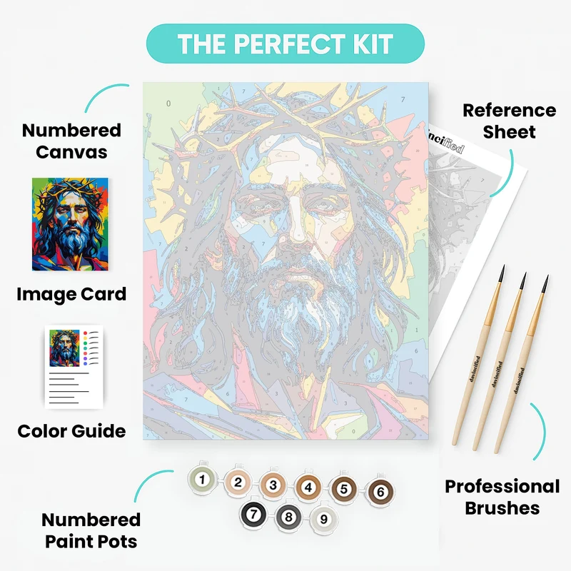 Colorful Jesus with Crown of Thorns - Paint by Numbers Kit