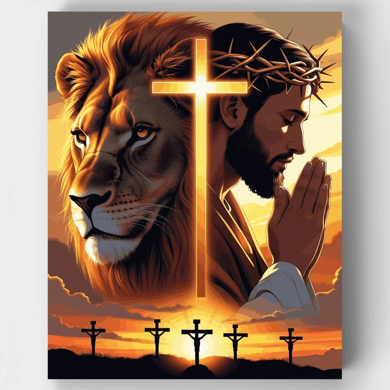 Lion and Christ - Paint by Numbers Kit