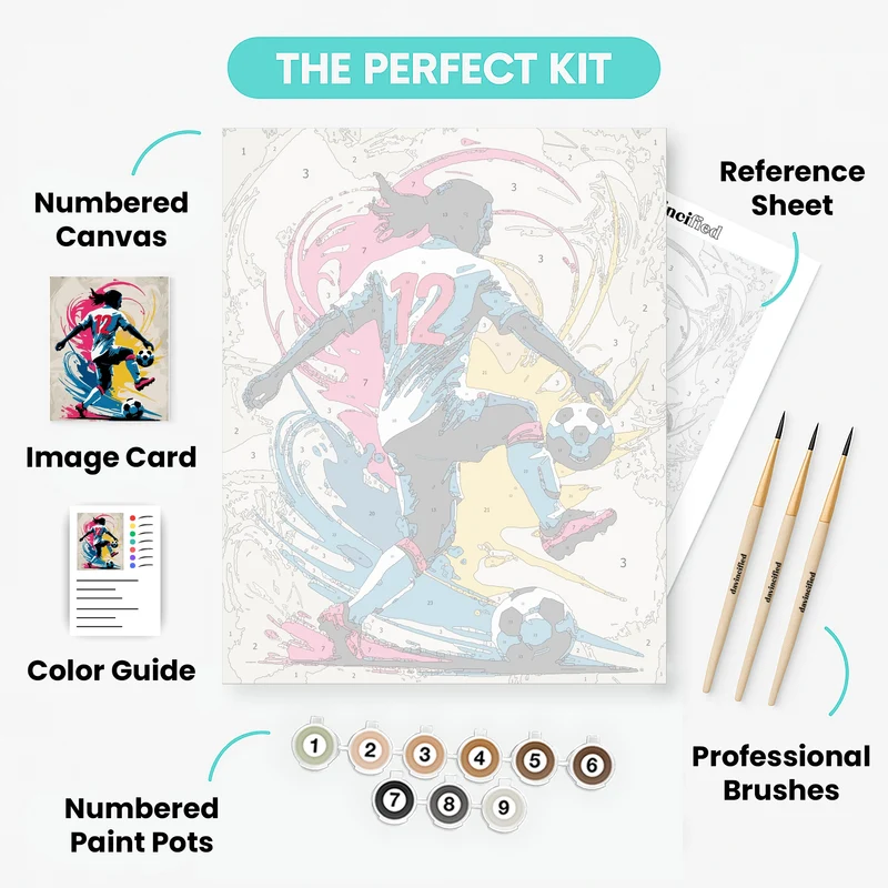 Dynamic Female Soccer Player - Paint by Numbers Kit