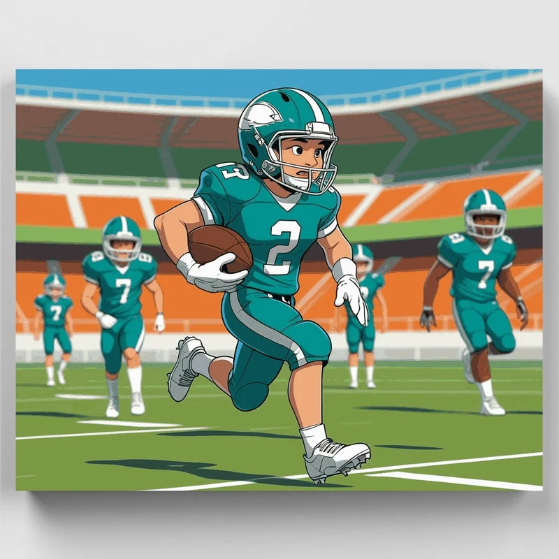 Football Player Running with Ball - Paint by Numbers Kit