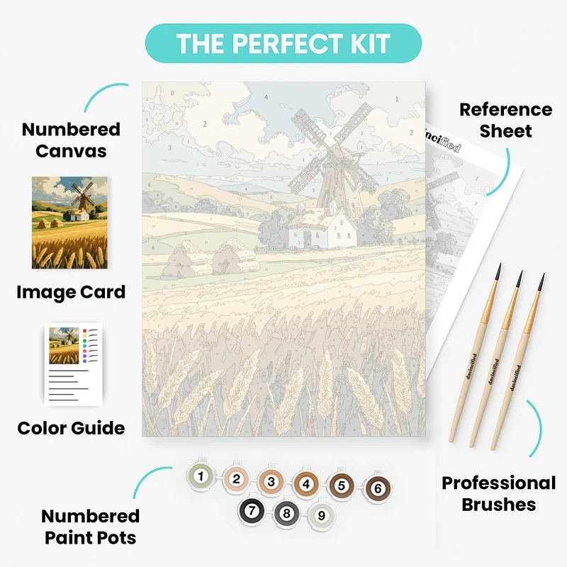 Countryside Windmill Harvest - Paint by Numbers Kit