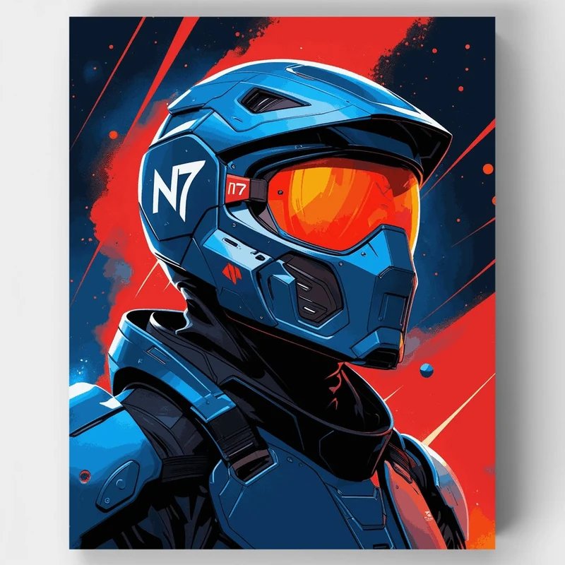 Futuristic Combat Helmet - Paint by Numbers Kit