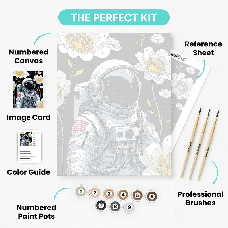 Cosmic Astronaut with Flowers - Paint by Numbers Kit