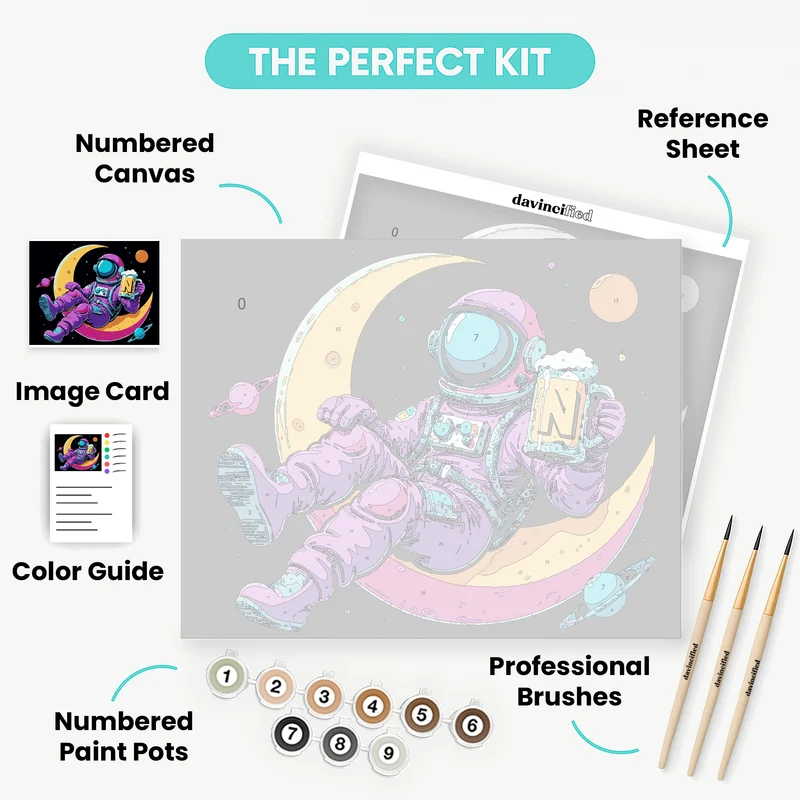 Cosmic Astronaut Relaxing on Moon - Paint by Numbers Kit