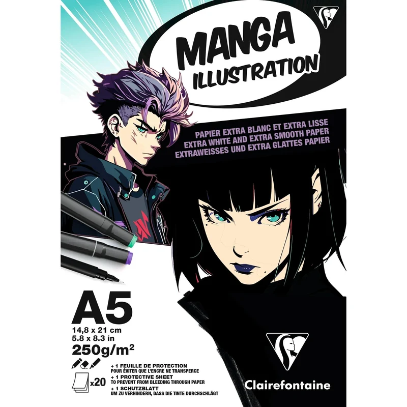 Μπλοκ σχεδίου Clairefontaine Manga Illustration 250 g/m² A5 – A3 - 20 φύλλα