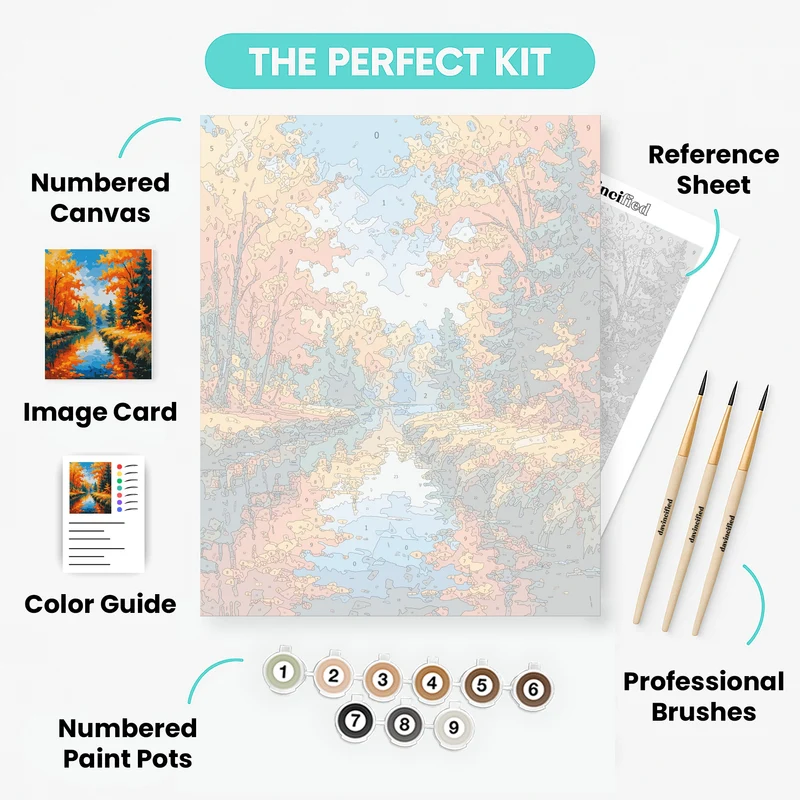 Autumn Stream Reflections - Paint by Numbers Kit