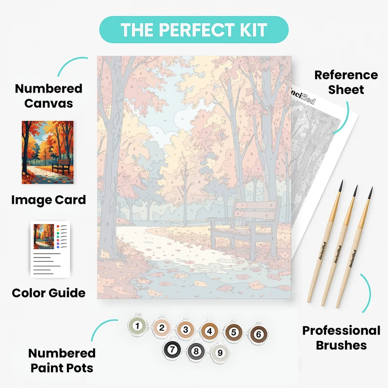 Autumn Park Bench - Paint by Numbers Kit
