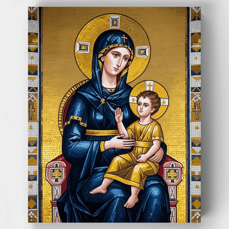 Madonna and Child Mosaic - Paint by Numbers Kit