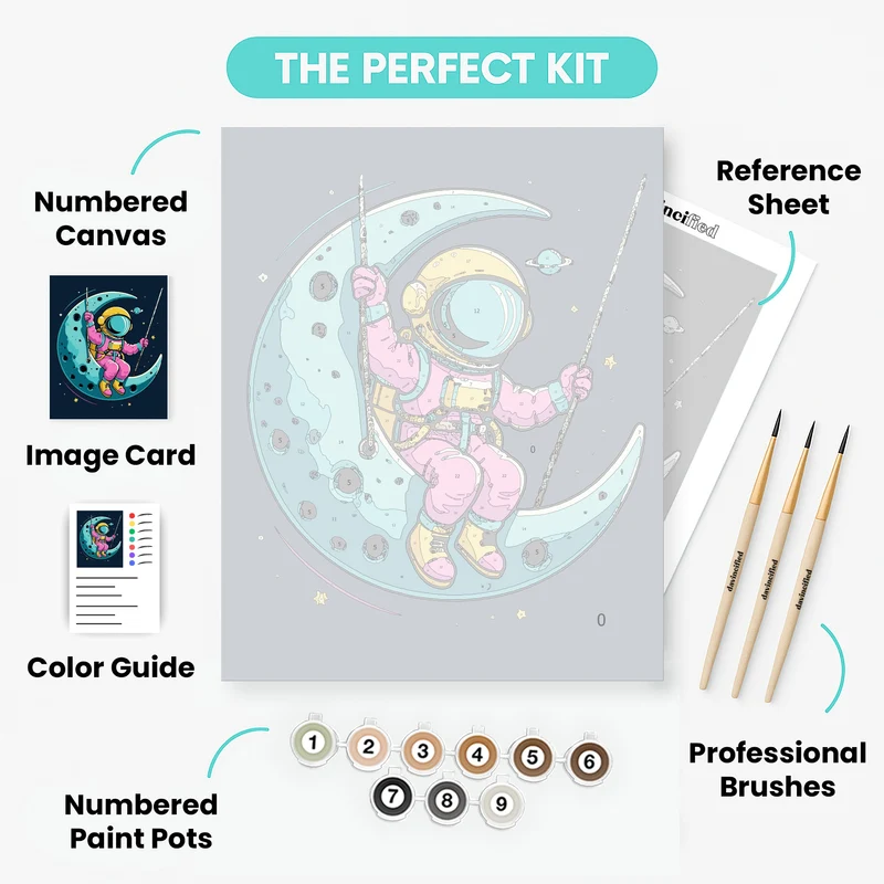 Astronaut on Crescent Moon - Paint by Numbers Kit