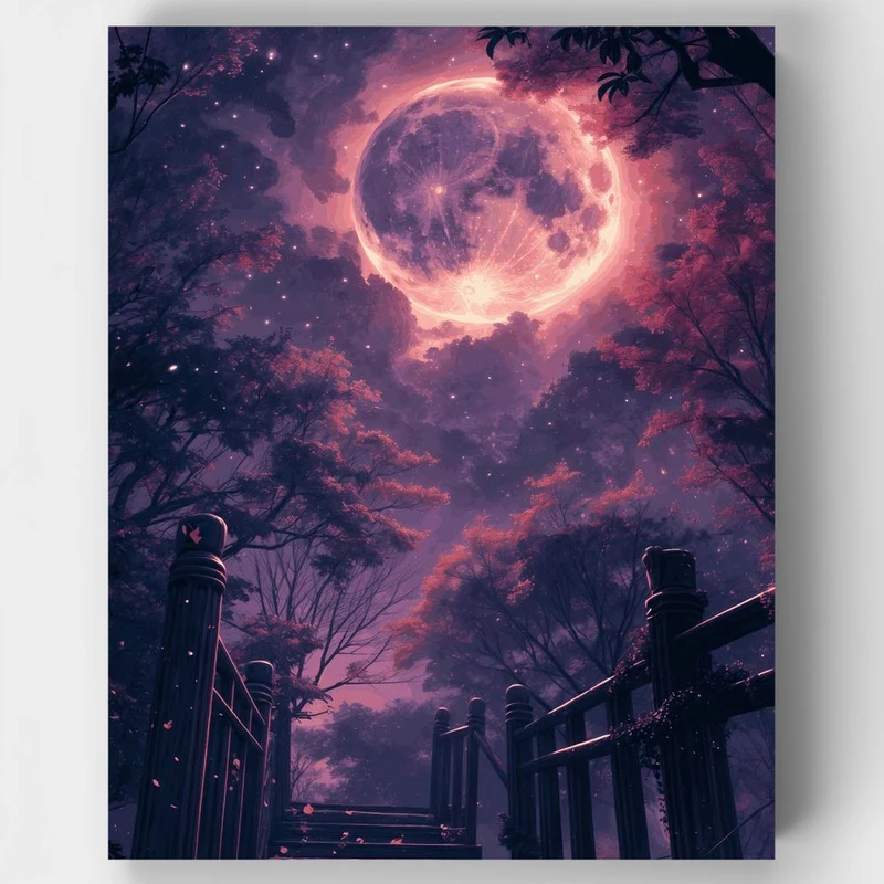 "Moonlit Mysteries: A Magical Night Walk by LofiArtLoft"