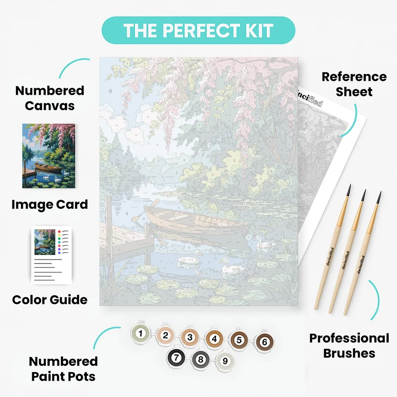 Tranquil Lake with Cherry Blossoms - Paint by Numbers Kit