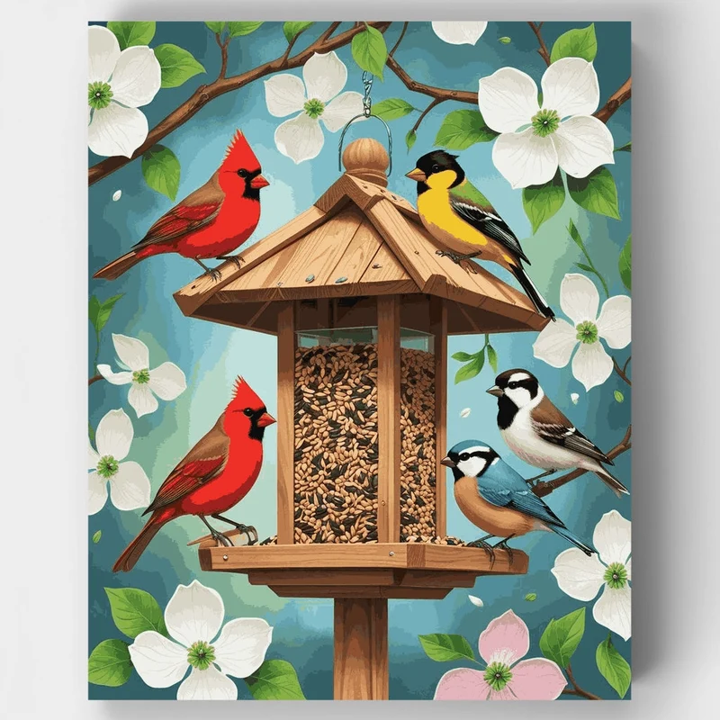 Birds at the Feeder - Paint by Numbers Kit