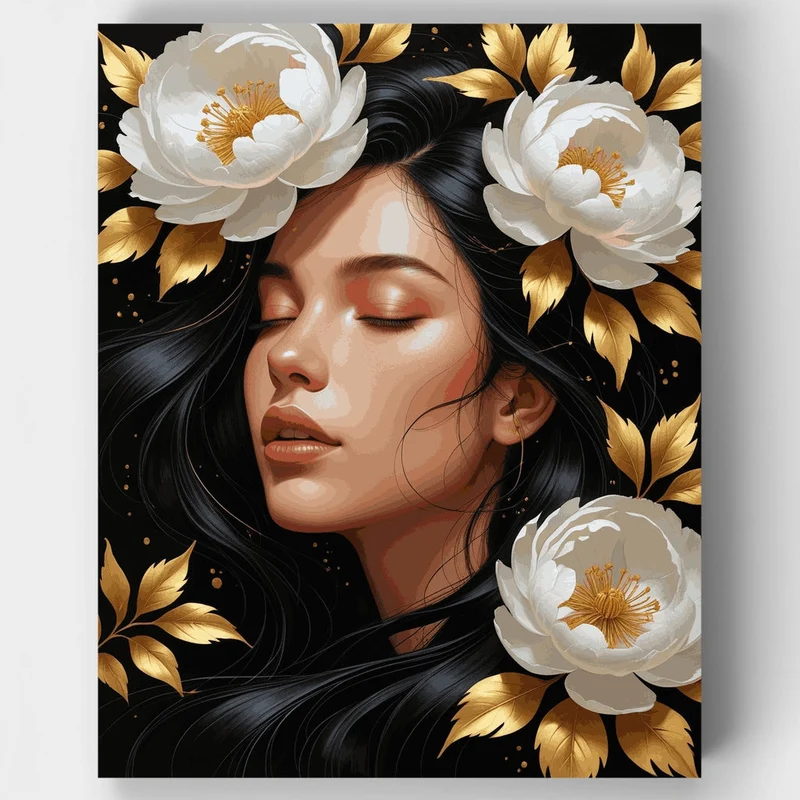 Serene Beauty with White Peonies - Paint by Numbers Kit