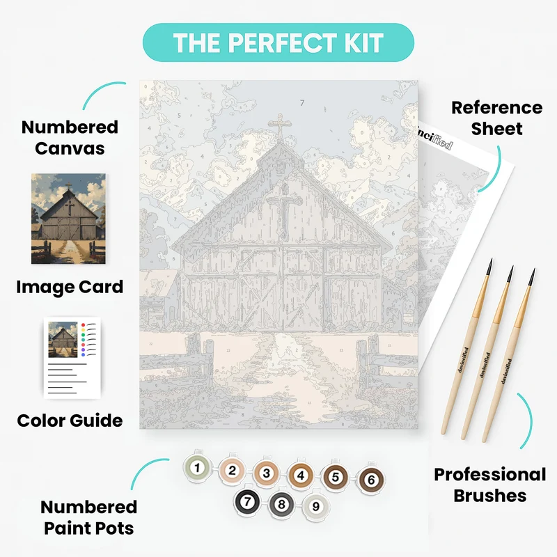 Country Church with Cross - Paint by Numbers Kit