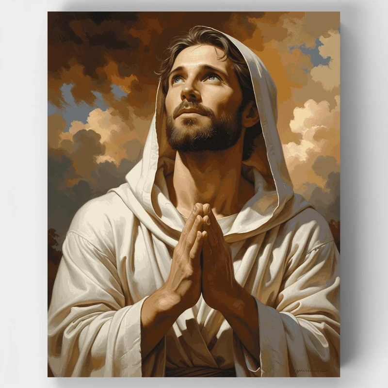 Praying in White Robe - Paint by Numbers Kit
