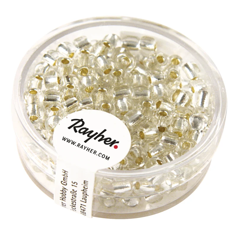Rocailles, 4 mm ø, mit Silbereinzug