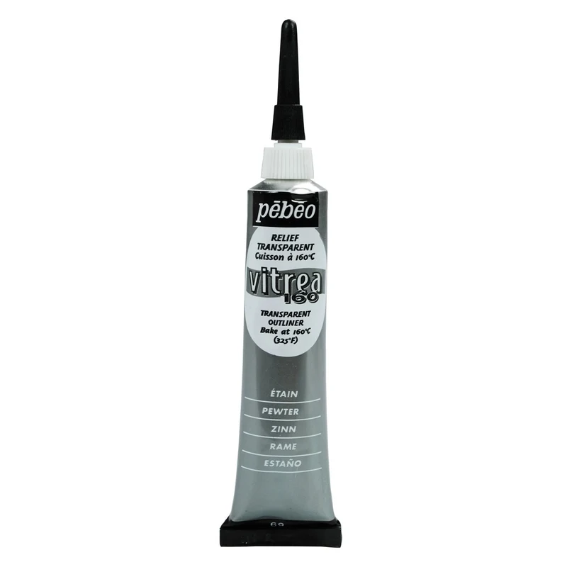 Pebeo - Vitrea 160 - Glass & Tile Paint - Gloss Outliner - Pewter 20ml