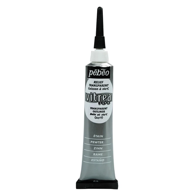Pebeo - Vitrea 160 - Glass & Tile Paint - Gloss Outliner - Pewter 20ml