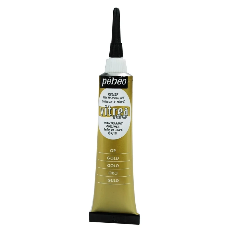 Pebeo - Vitrea 160 - Glass & Tile Paint - Gloss Outliner - Gold 20ml