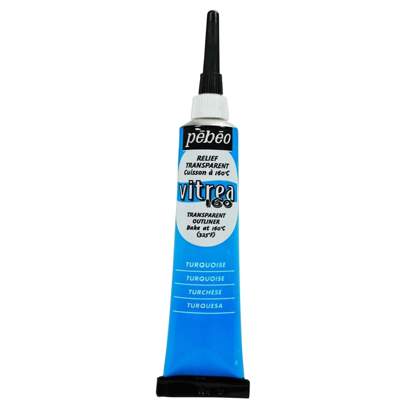 Pebeo - Vitrea 160 - Glass & Tile Paint - Gloss Outliner - Turquoise 20ml