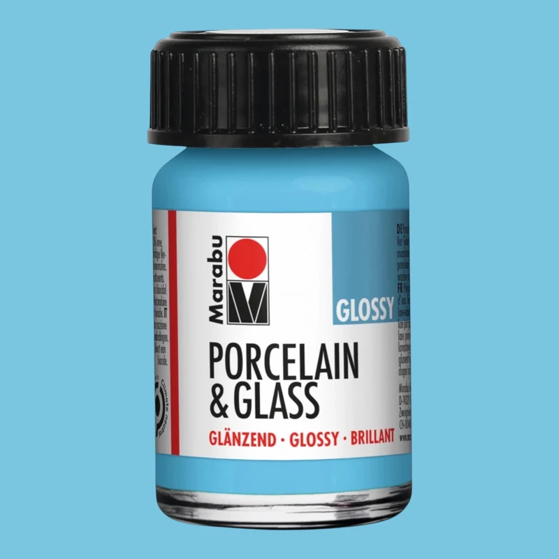 Marabu Transparent Glas- und Porzellanfarbe, Hellblau 090 , 15 ml
