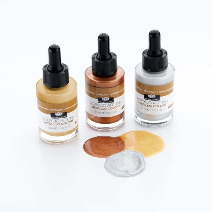 Royal & Langnickel Acrylic Ink, Metallic Paints, 3 x 30 ml