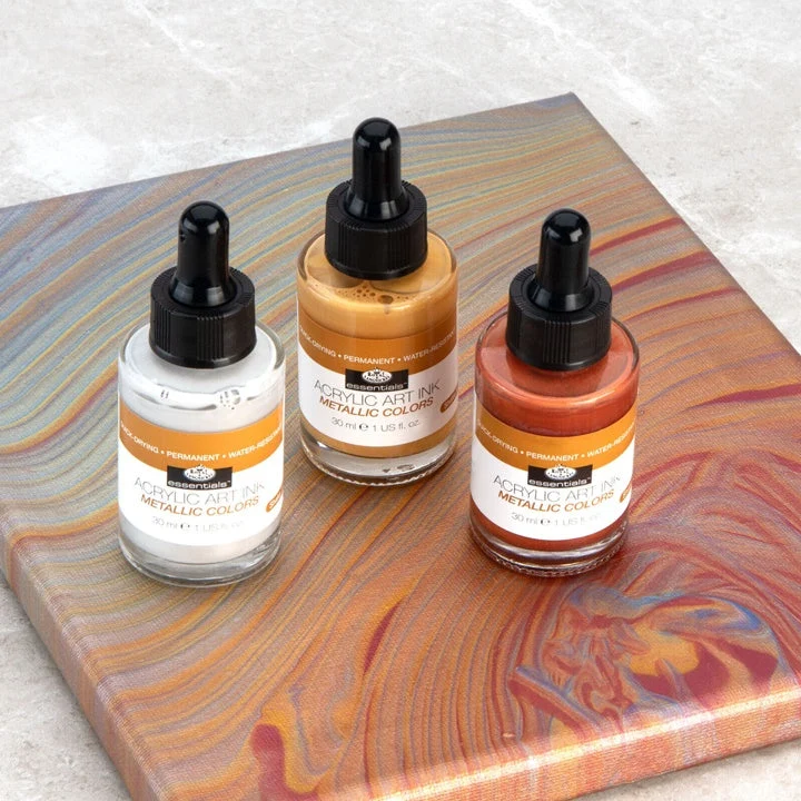 Royal & Langnickel Acrylic Ink, Metallic Paints, 3 x 30 ml