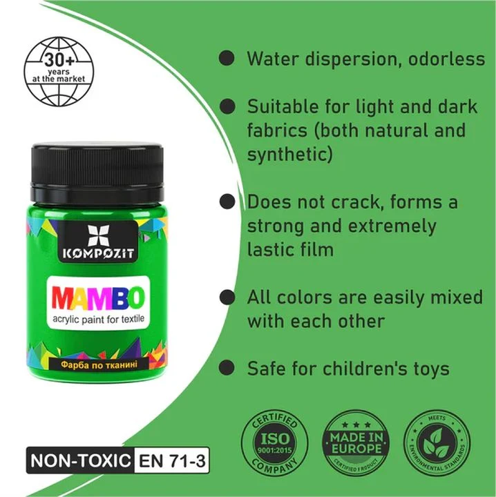 Kompozit MAMBO Fabric and Leather Acrylic Paints Set, 24x50 ml