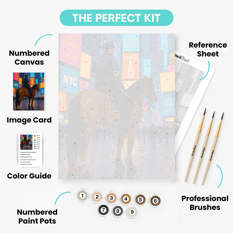Mounted Officer, Times Square - Paint by Numbers Kit