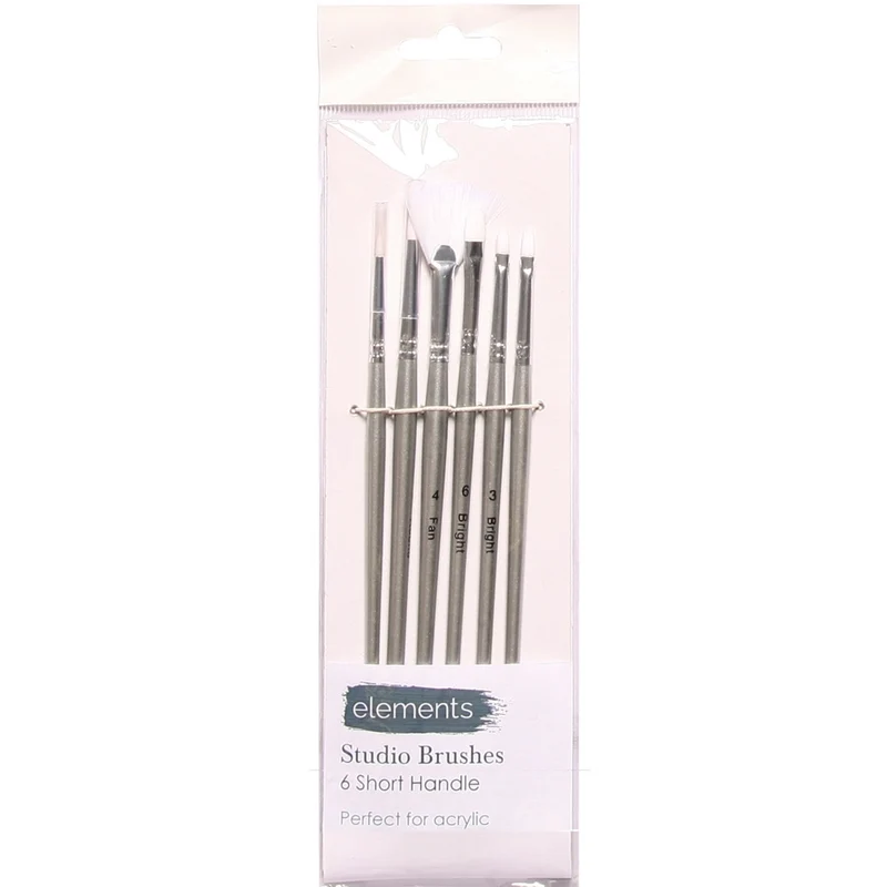Elements - Synt Brush Pk 6 Short Handle