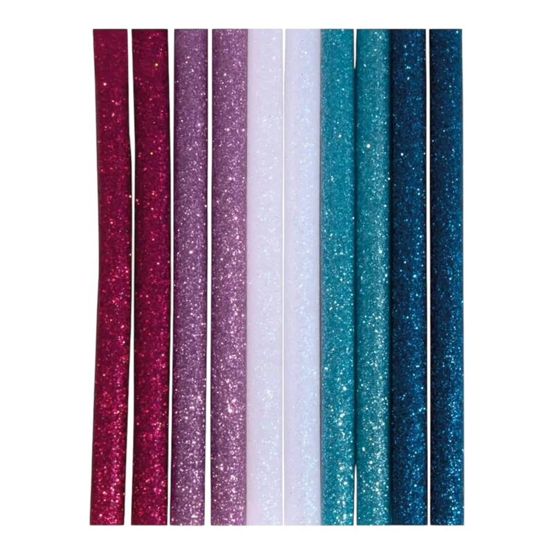 Rayher Glitter-Klebesticks, 7mm / 100mm, Für Heißklebepistole, 10 Stück, Regenbogen