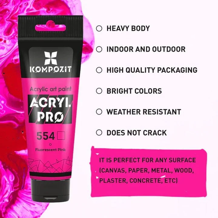 ACRYL PRO CREATIVE Set of Acrylic Paints, 12 x 75 ml