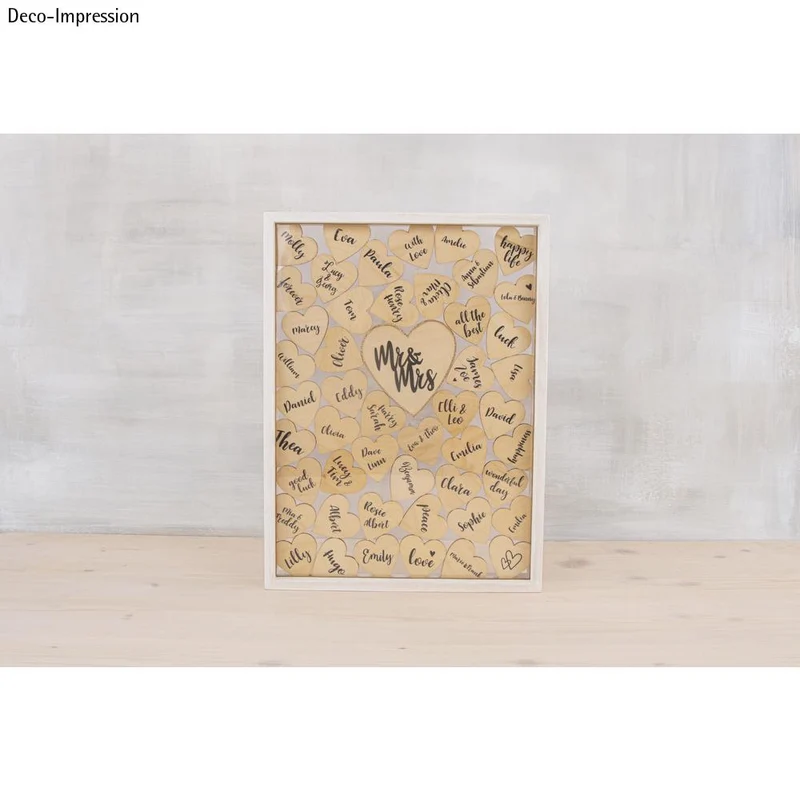 Holz Gästebuch mit Herzen