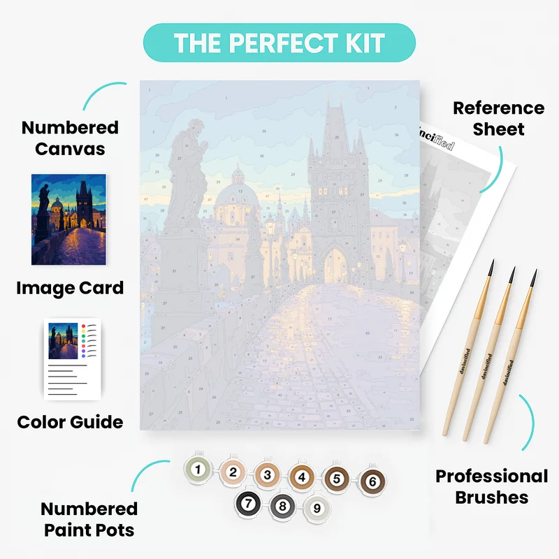 Charles Bridge Blue Hour - Paint by Numbers Kit