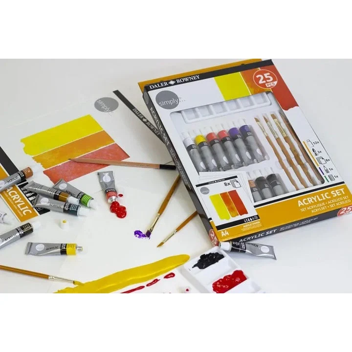 Daler Rowney Acrylic Set with Accessories, Set of 25