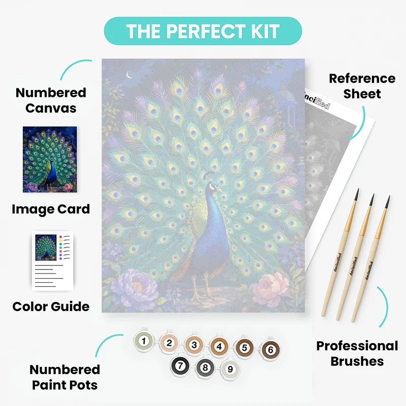 Moonlit Peacock Display - Paint by Numbers Kit