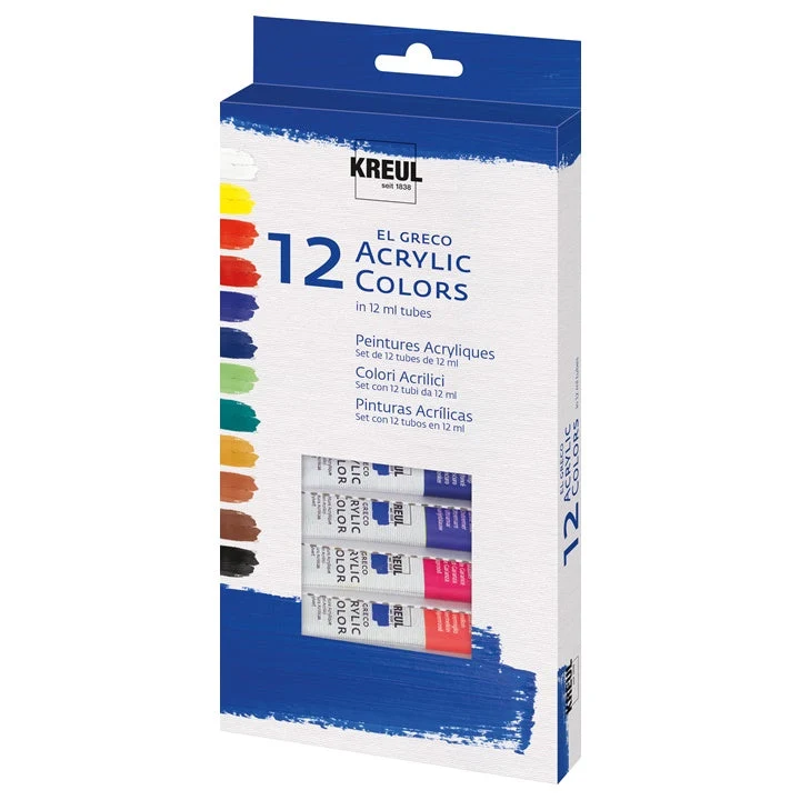 El Greco Acrylic Paints, Set of 12 x 12 ml